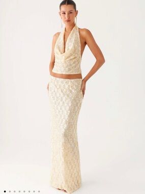 Peppermayo bling it on maxi skirt in ivory